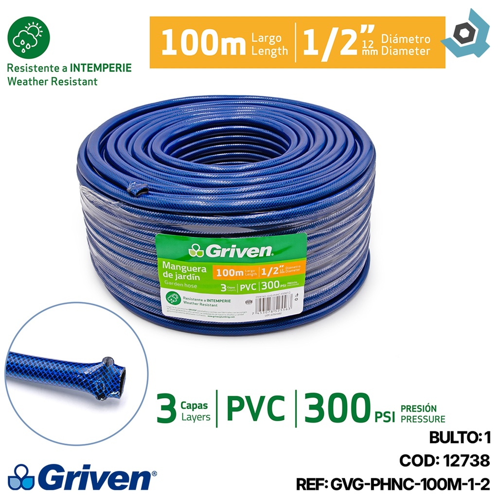 MANGUERA 1/2" 100 METROS GRIVEN