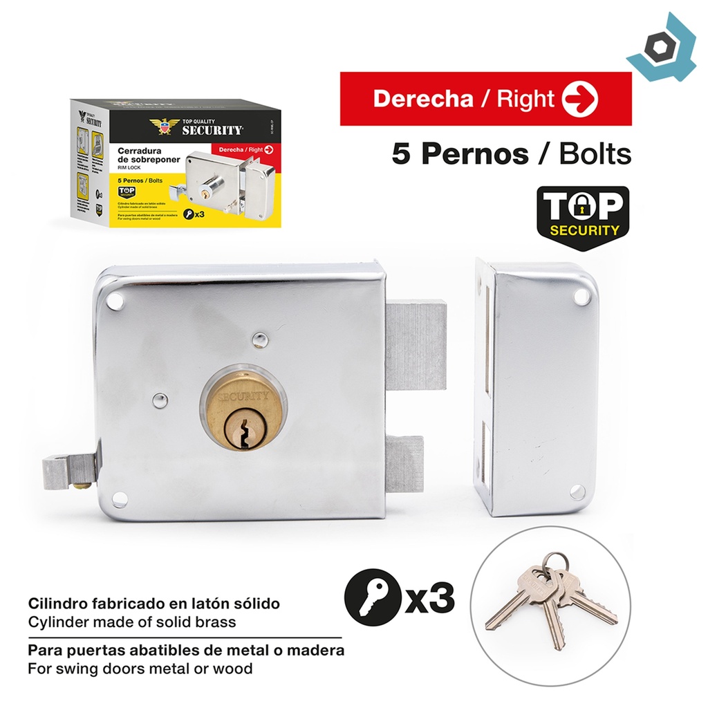 CERRADURA DE SOBREPONER DERECHA SECURITY