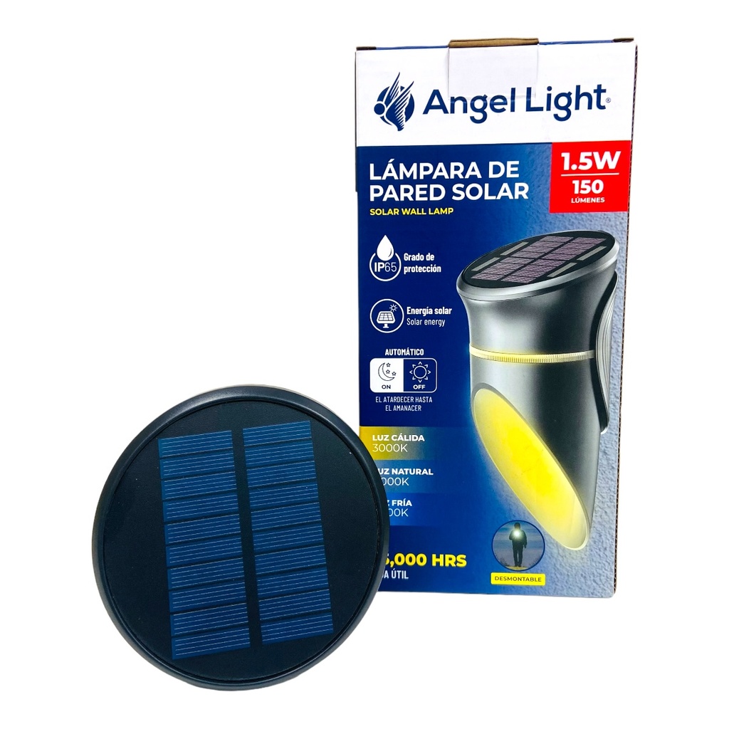 LAMPARA DE PARED SOLAR 1.5W 3 TONOS ANGEL LIGHT