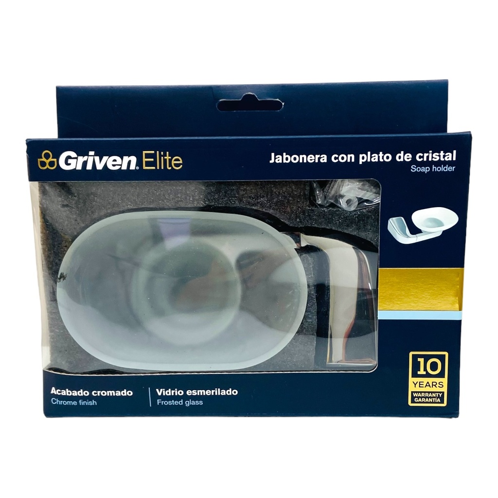 JABONERA CON PLATO DE CRISTAL CROMADO GRIVEN ELITE