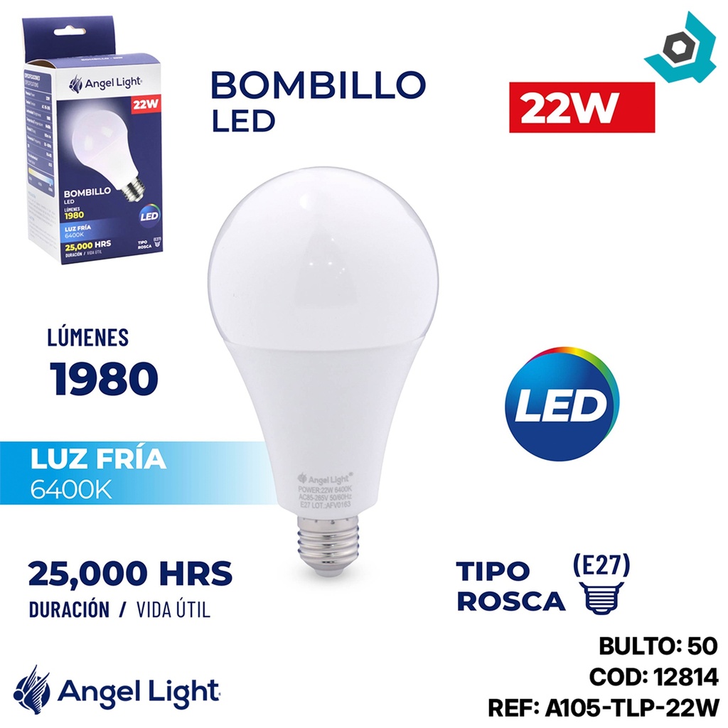 BOMBILLO LED 22W LUZ FRIA ANGEL LIGHT