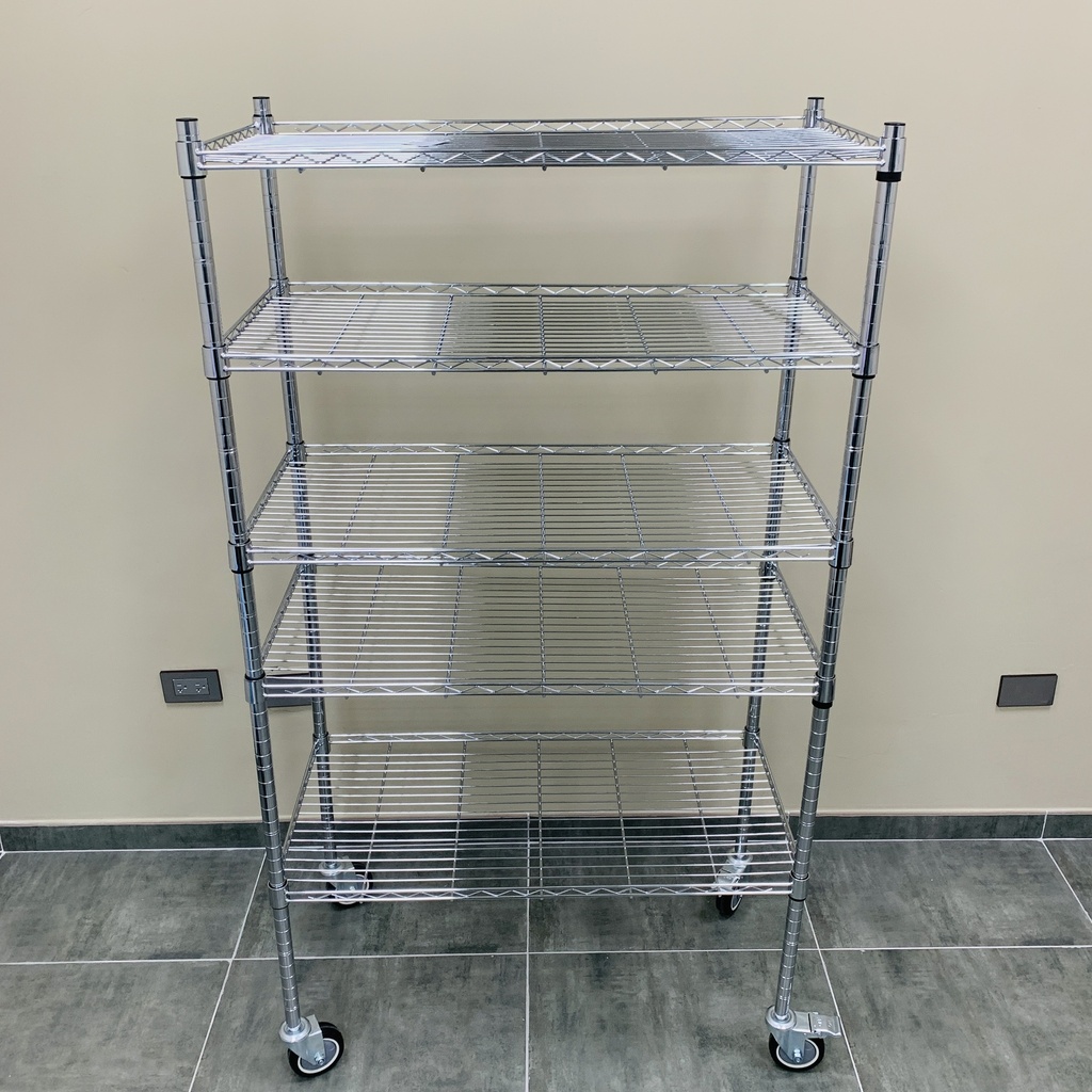 ESTANTE DE METAL MOVIL CROMADO