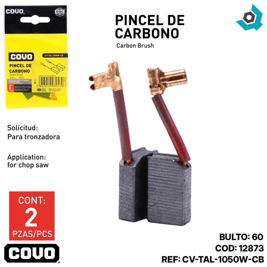 REPUESTO DE PINCEL DE CARBONO PARA TALADRO 1050W COVO