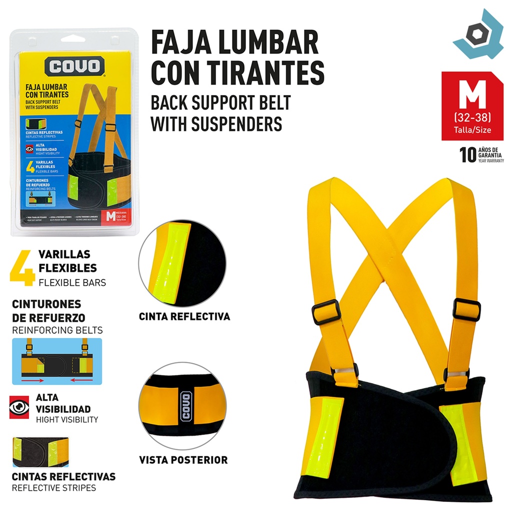 FAJA LUMBAR CON TIRANTES TALLA M COVO