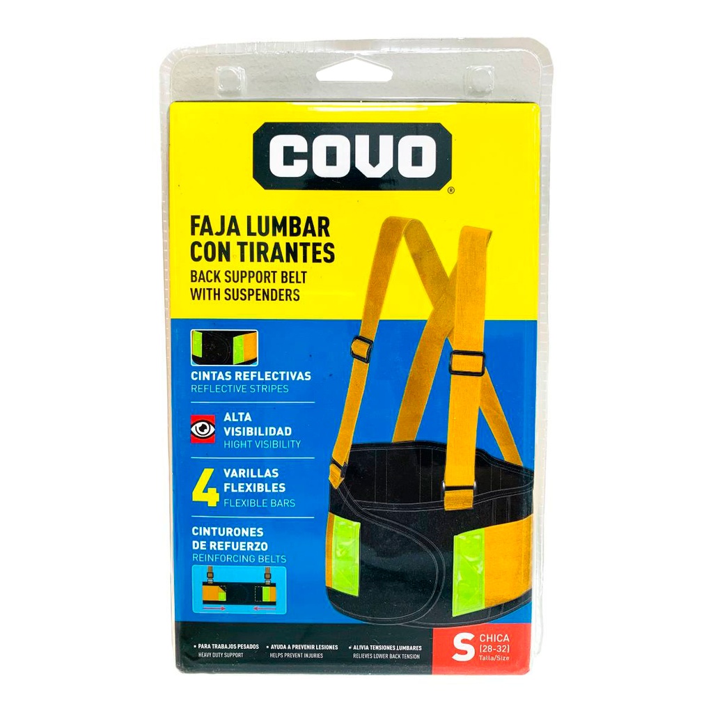 FAJA LUMBAR CON TIRANTES TALLA S COVO