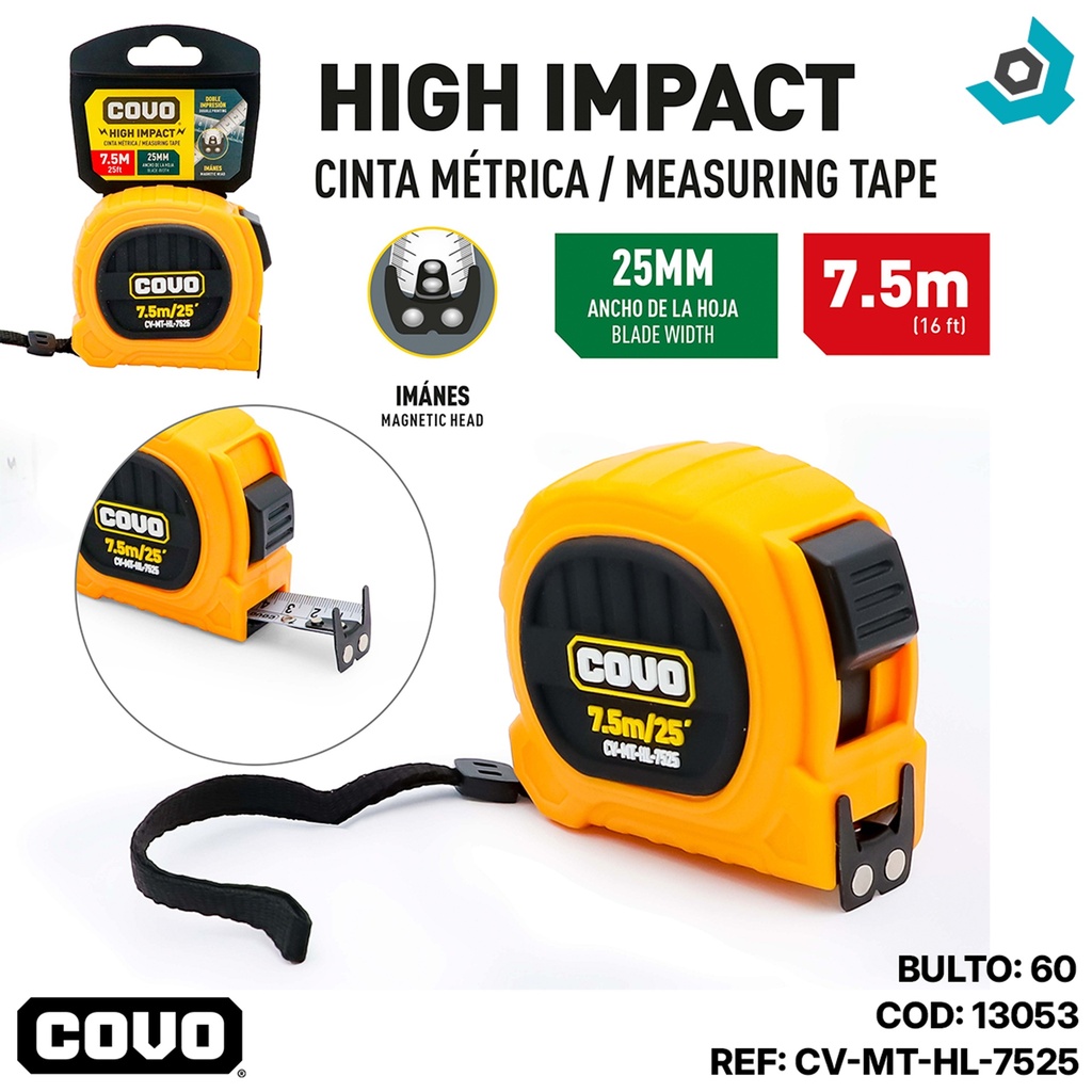 CINTA METRICA 7.5M ALTO IMPACTO COVO