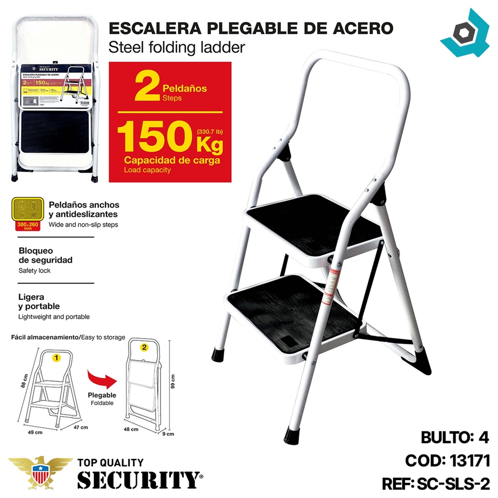 ESCALERA PLEGABLE DE ACERO SECURITY