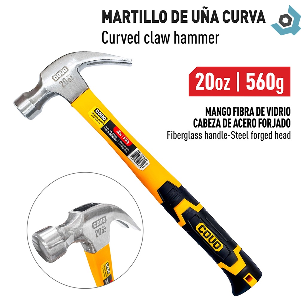 MARTILLO DE UÑA CURVA 20 OZ COVO