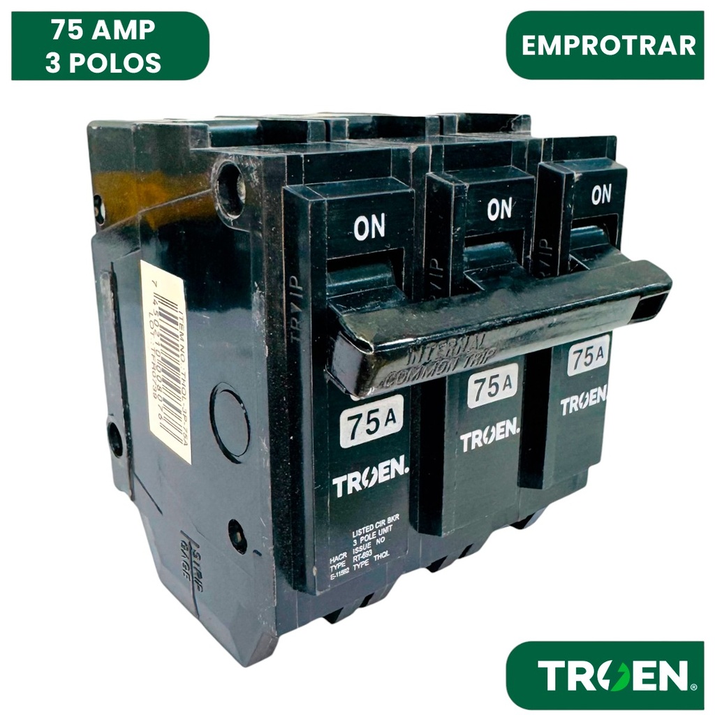 BREAKER PARA EMPOTRAR TERMOMAGNETICO 75A 3P TROEN