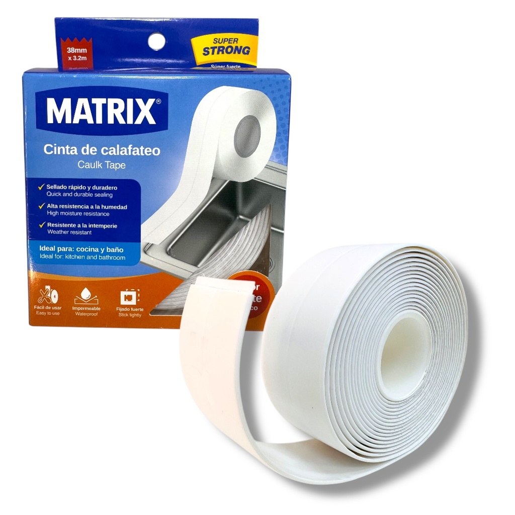 CINTA DE CALAFATEO 38MM X 3.2M BLANCA MATRIX