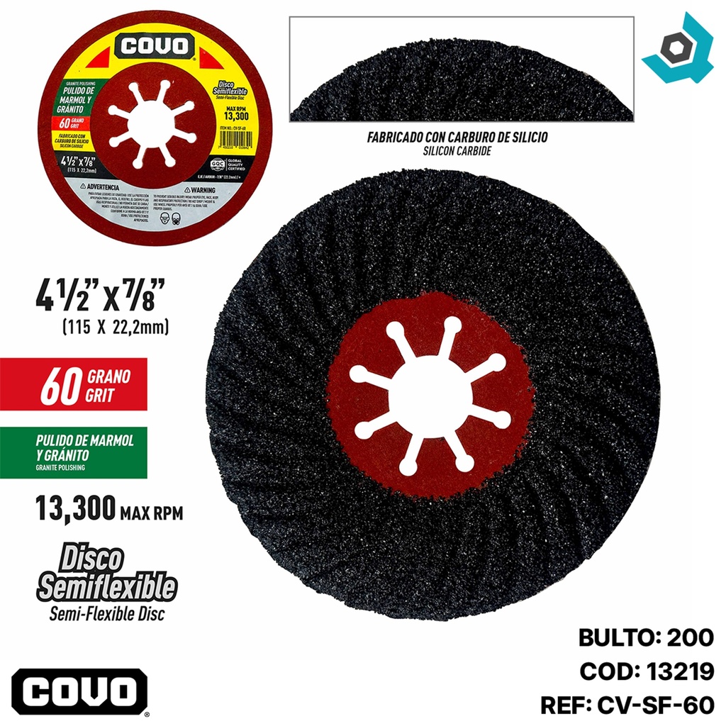 DISCO PARA PULIR GRANO 60 DE 4 1/2" COVO