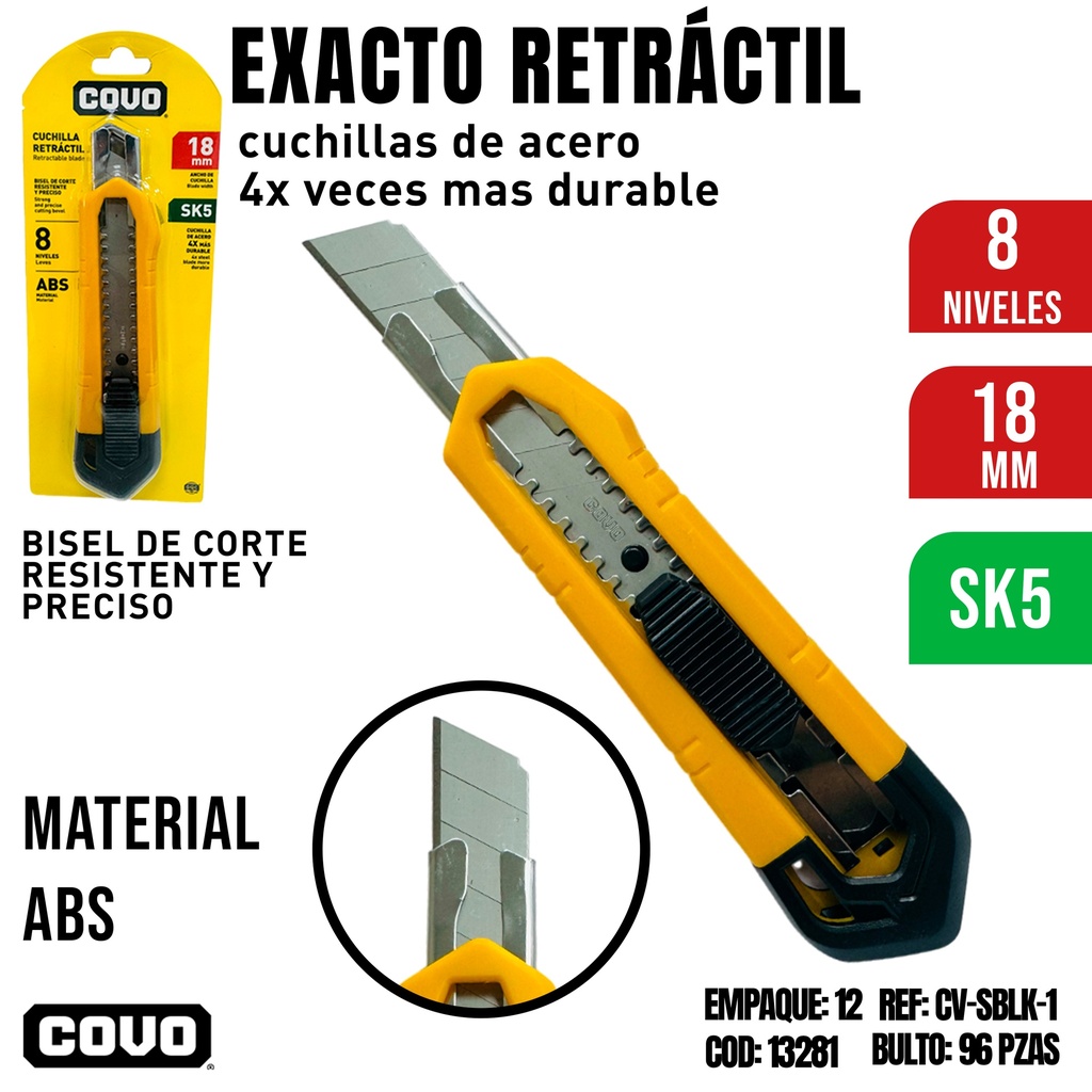 EXACTO RETRÁCTIL 18MM COVO