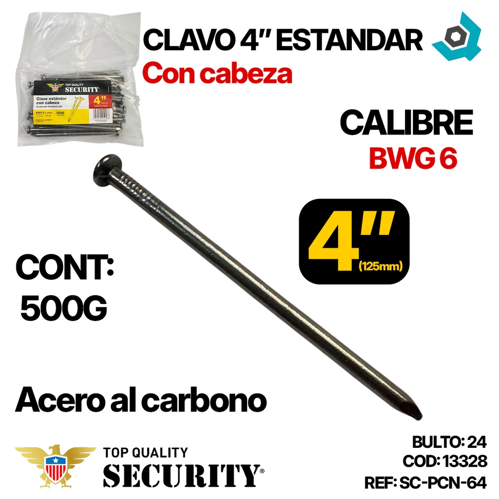 CLAVO 4" ESTANDAR CON CABEZA SECURITY