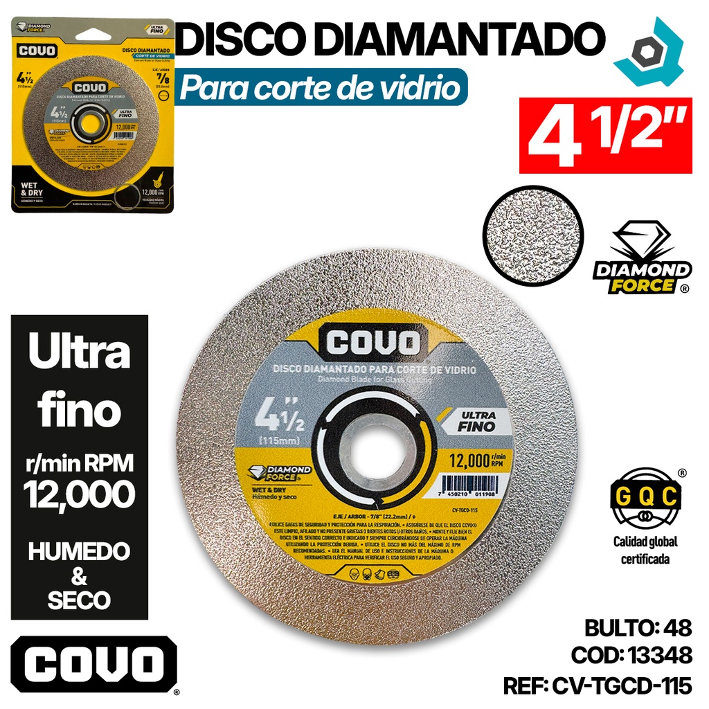 DISCO PARA CORTAR VIDRIO 4 1/2" COVO