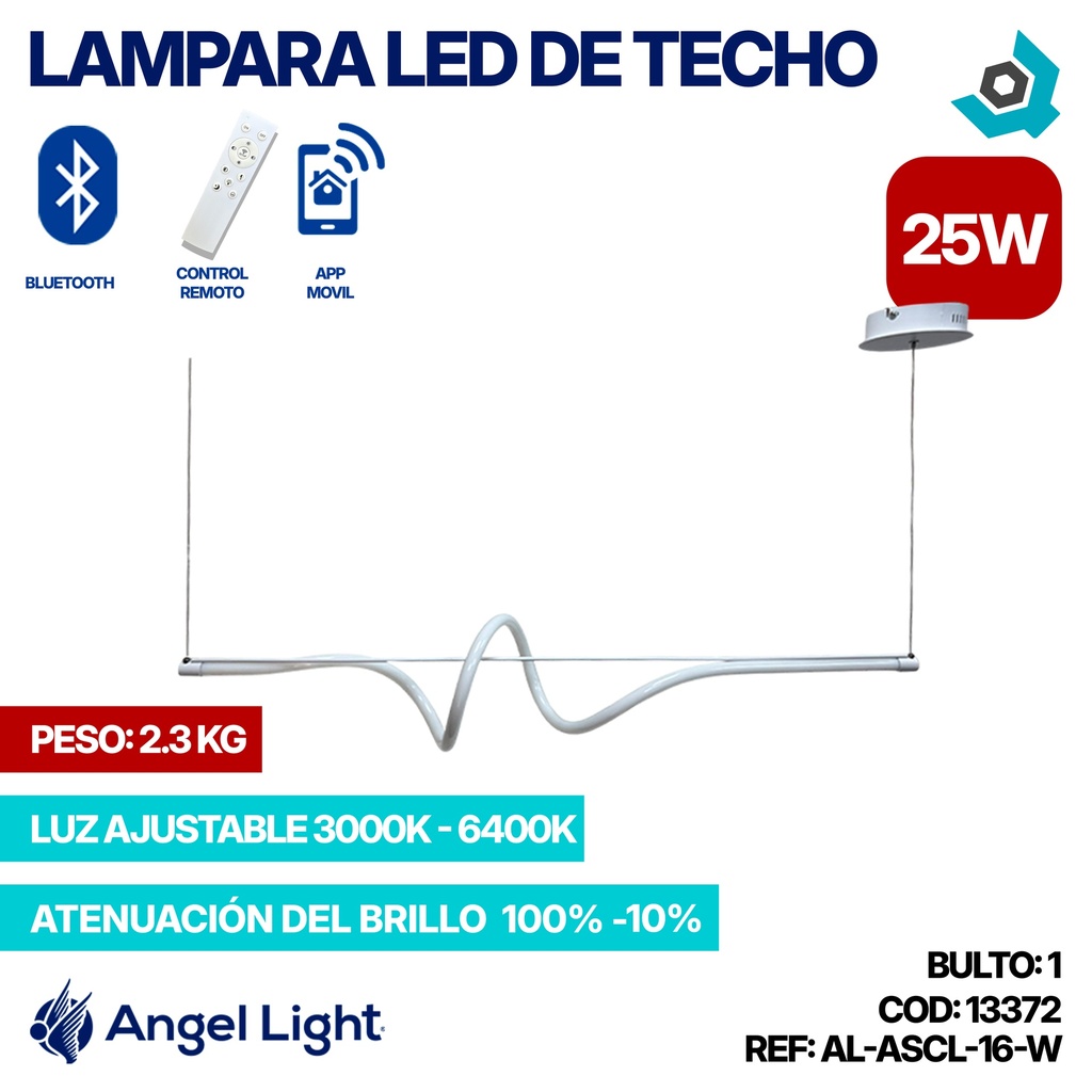 LAMPARA LED 25W DE TECHO LUZ AJUSTABLE BLANCA ANGEL LIGHT
