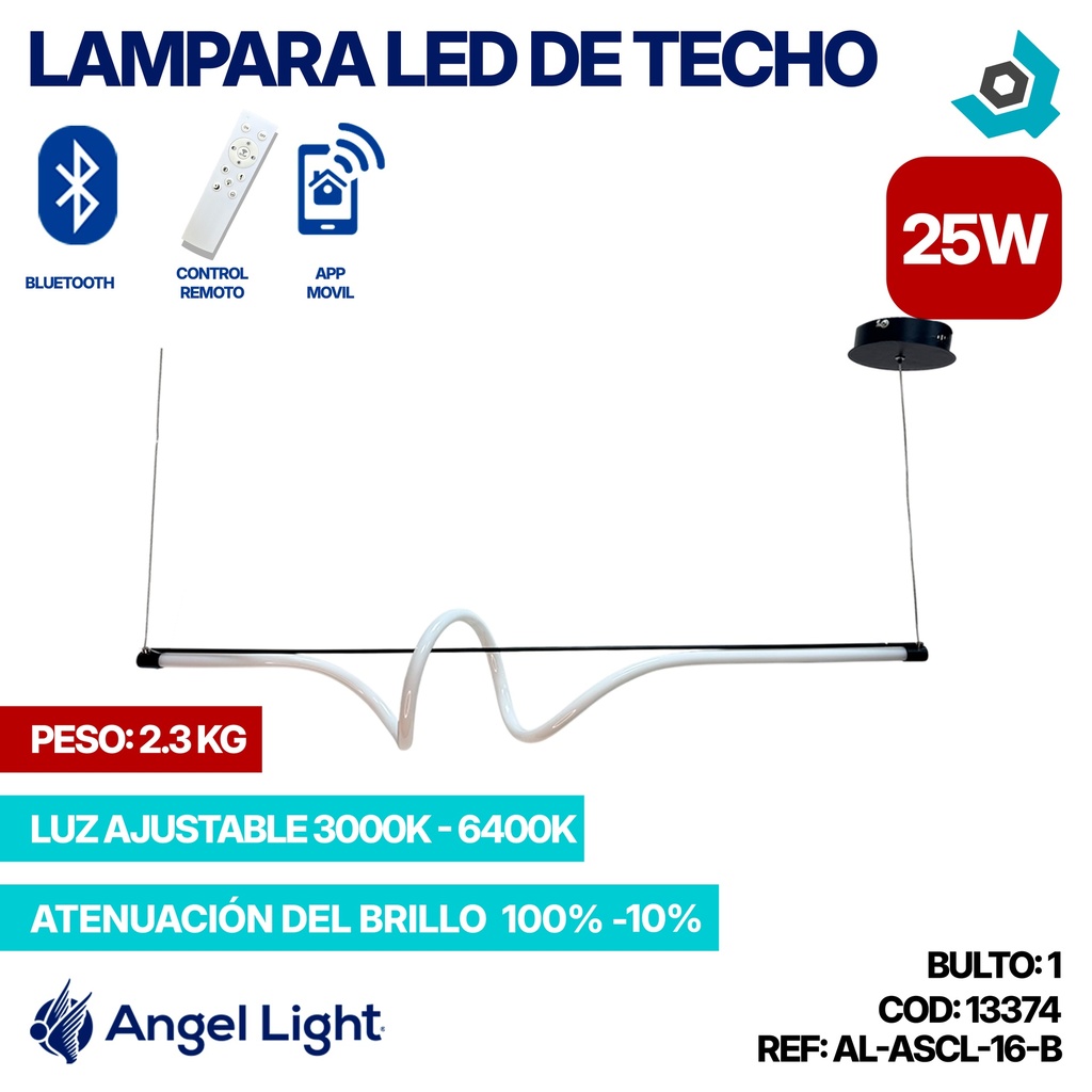 LAMPARA LED 25W DE TECHO LUZ AJUSTABLE NEGRA ANGEL LIGHT