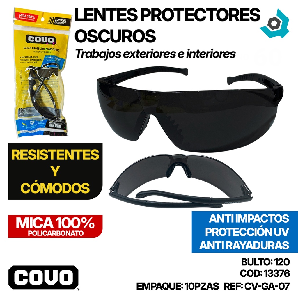 LENTES PROTECTORES OSCUROS COVO