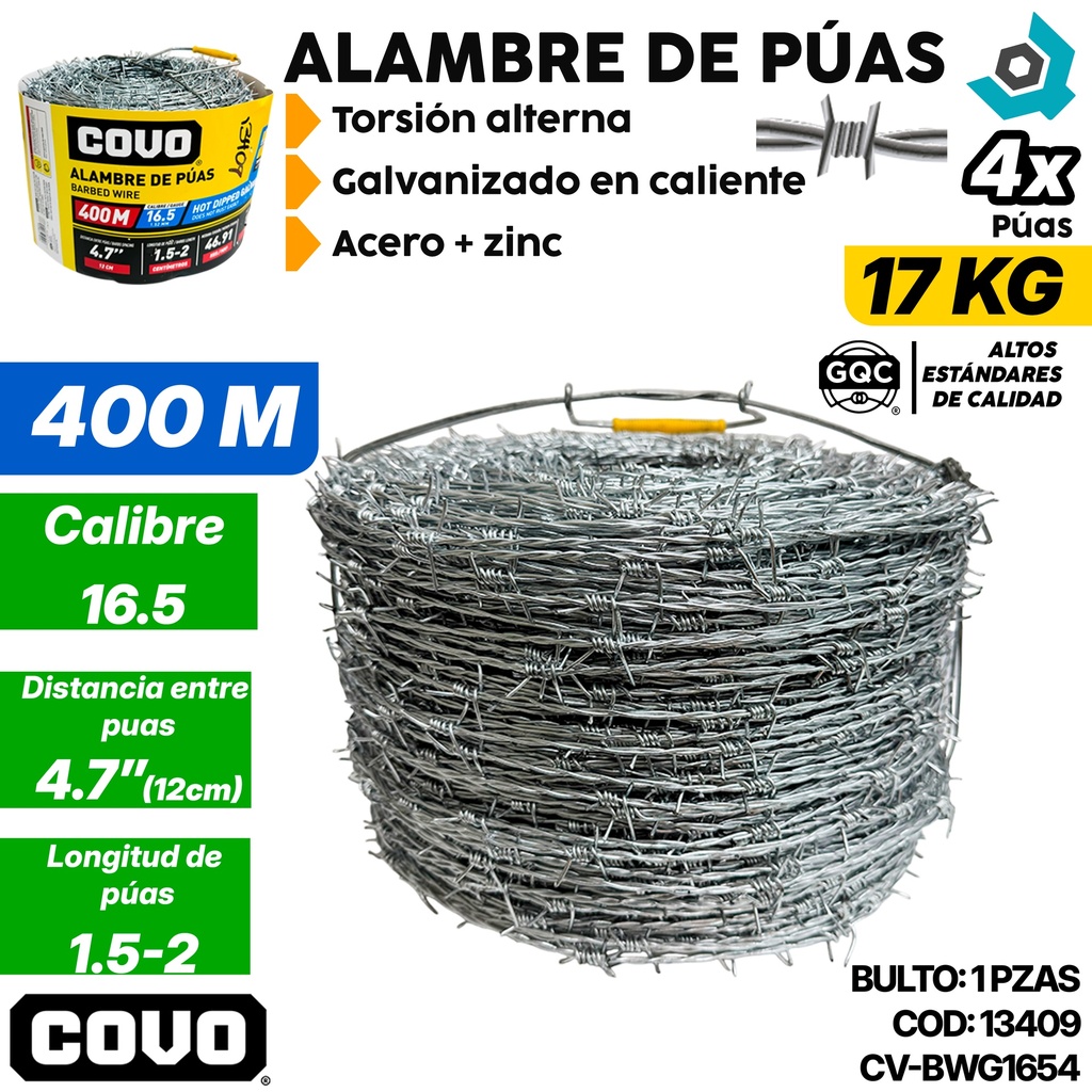 ALAMBRE DE PUAS 400 METROS COVO