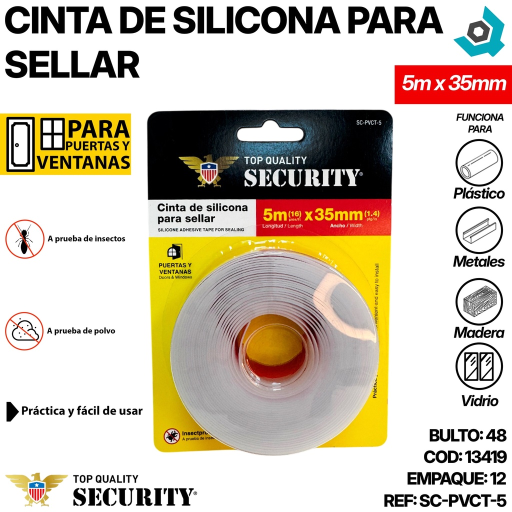 CINTA 5M X35MM DE SILICONA PARA SELLAR SECURITY