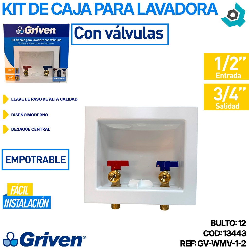 KIT DE CAJA PARA LAVADORA CON VALVULAS GRIVEN