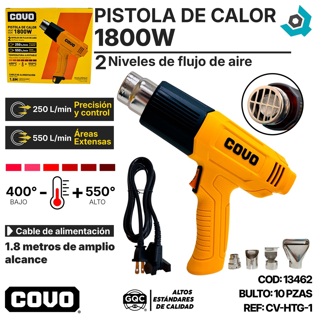 PISTOLA DE CALOR 1800W COVO