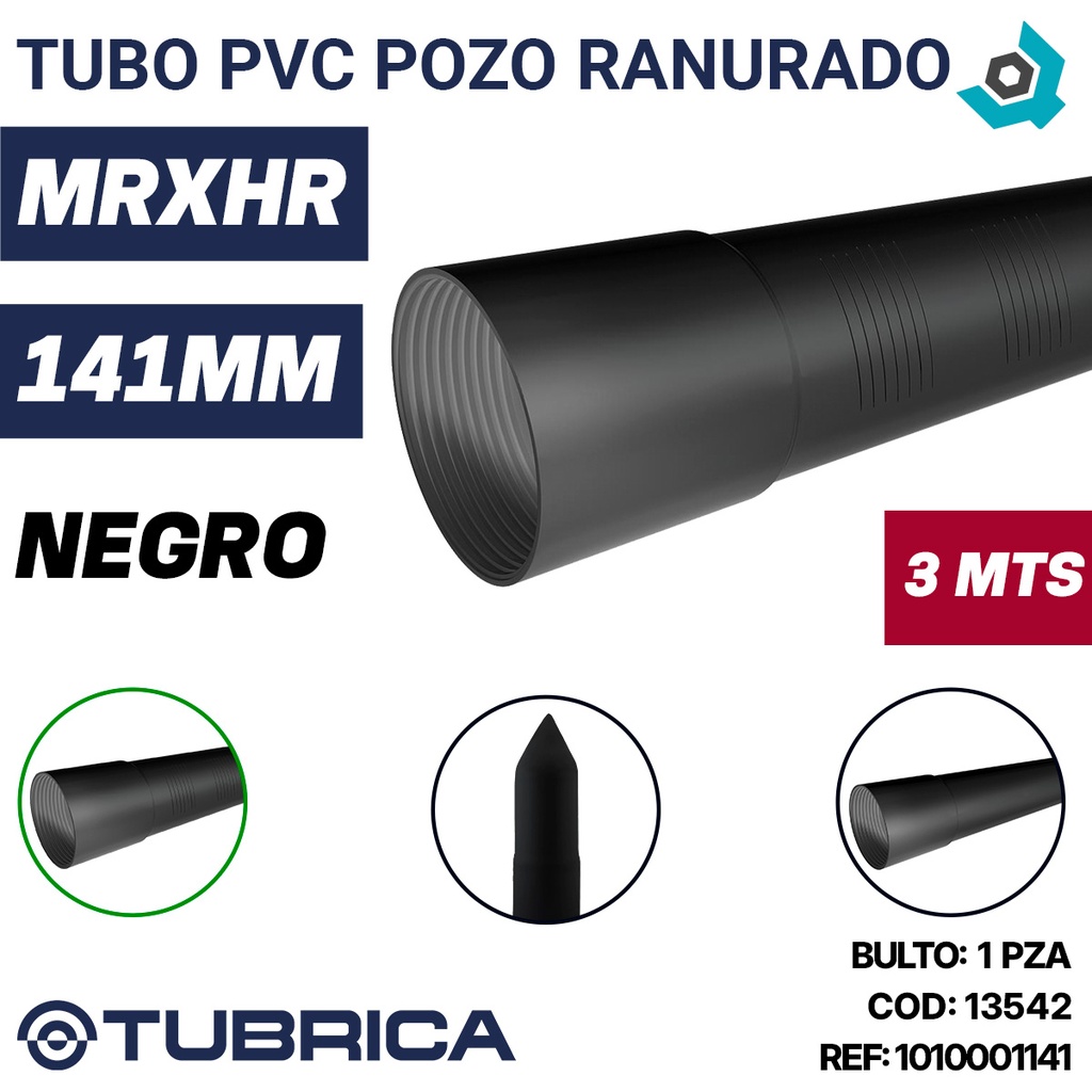 TUBO PVC POZO RANURADO 141MM 3M MRXHR NE TUBRICA