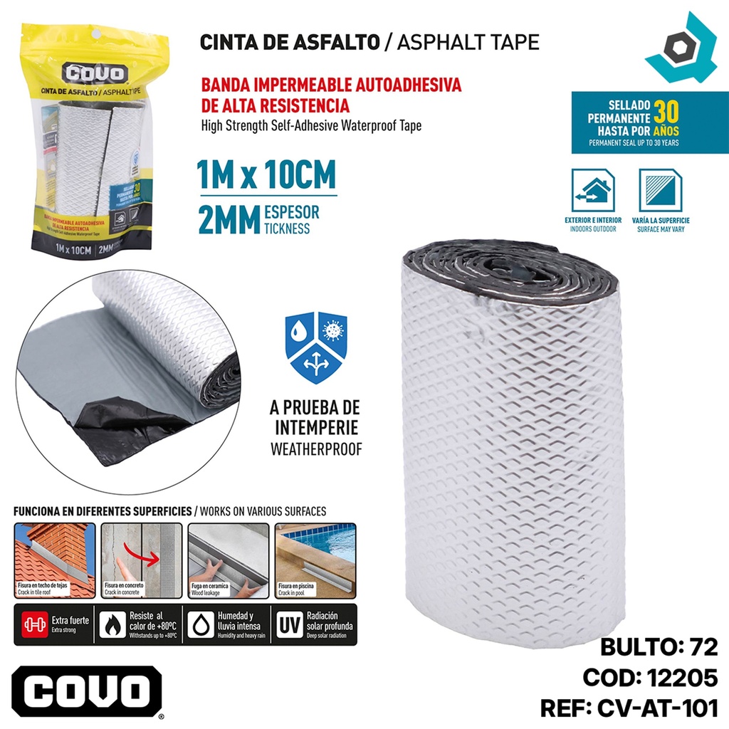 CINTA DE ASFALTO 1M X 10CM COVO