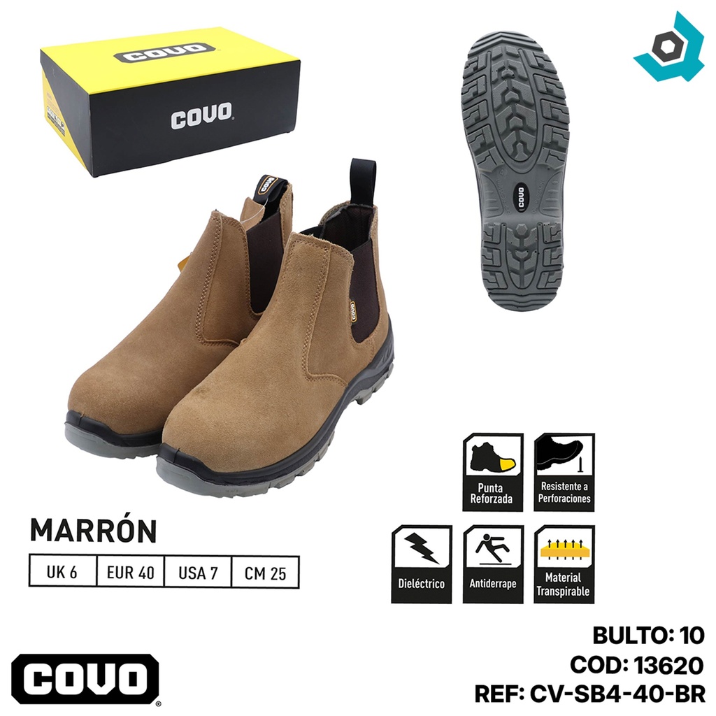 BOTAS DE SEGURIDAD MARRON TALLA 40 COVO