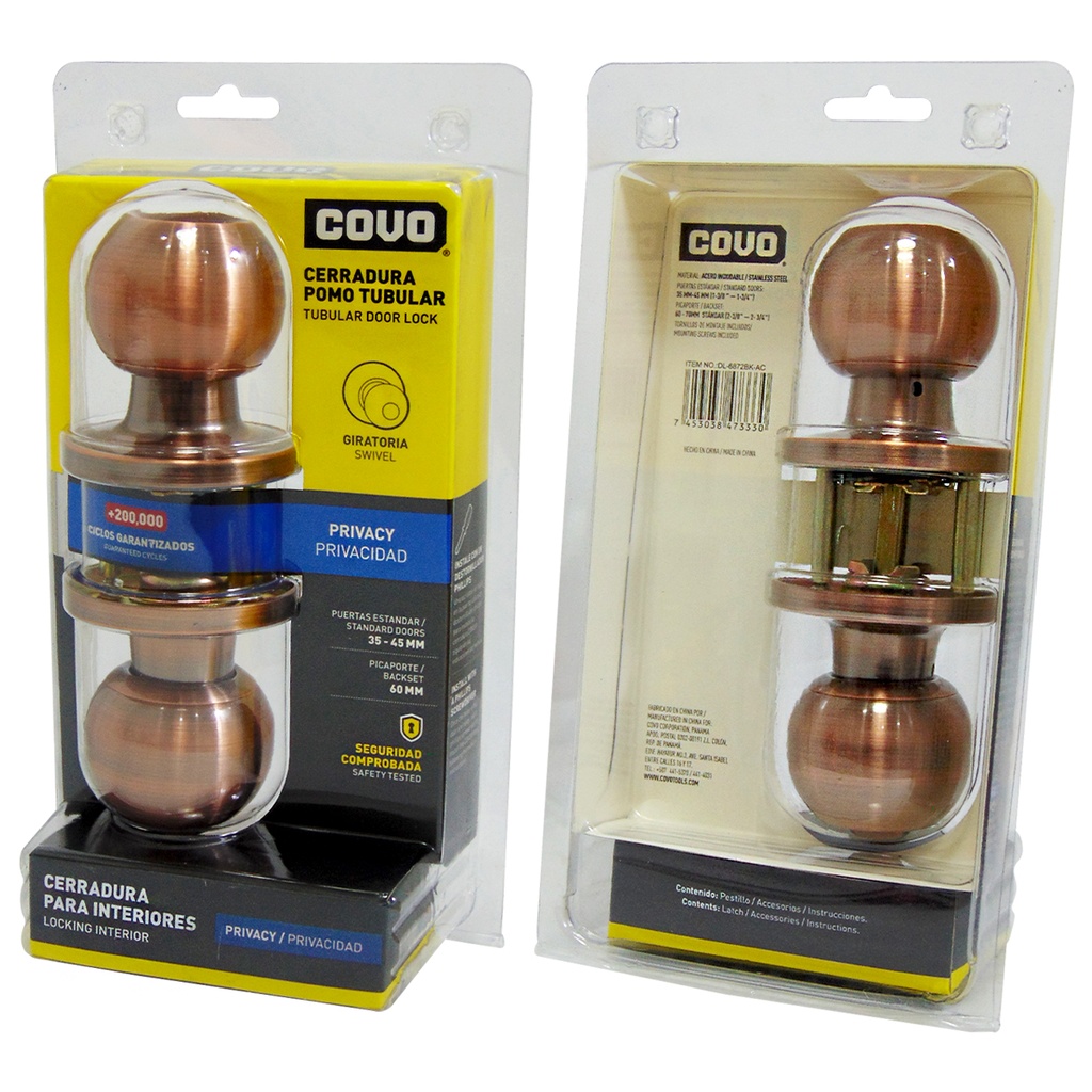 CERRADURA DE POMO PARA BANO BRONCE COVO