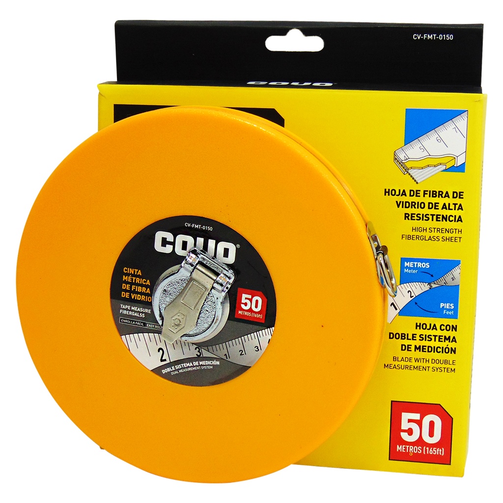 CINTA METRICA 50M DE FIBRA DE VIDRIO COVO