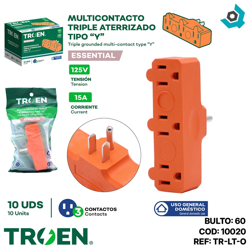 MULTICONTACTO TRIPLE TIPO Y NARANJA TROEN