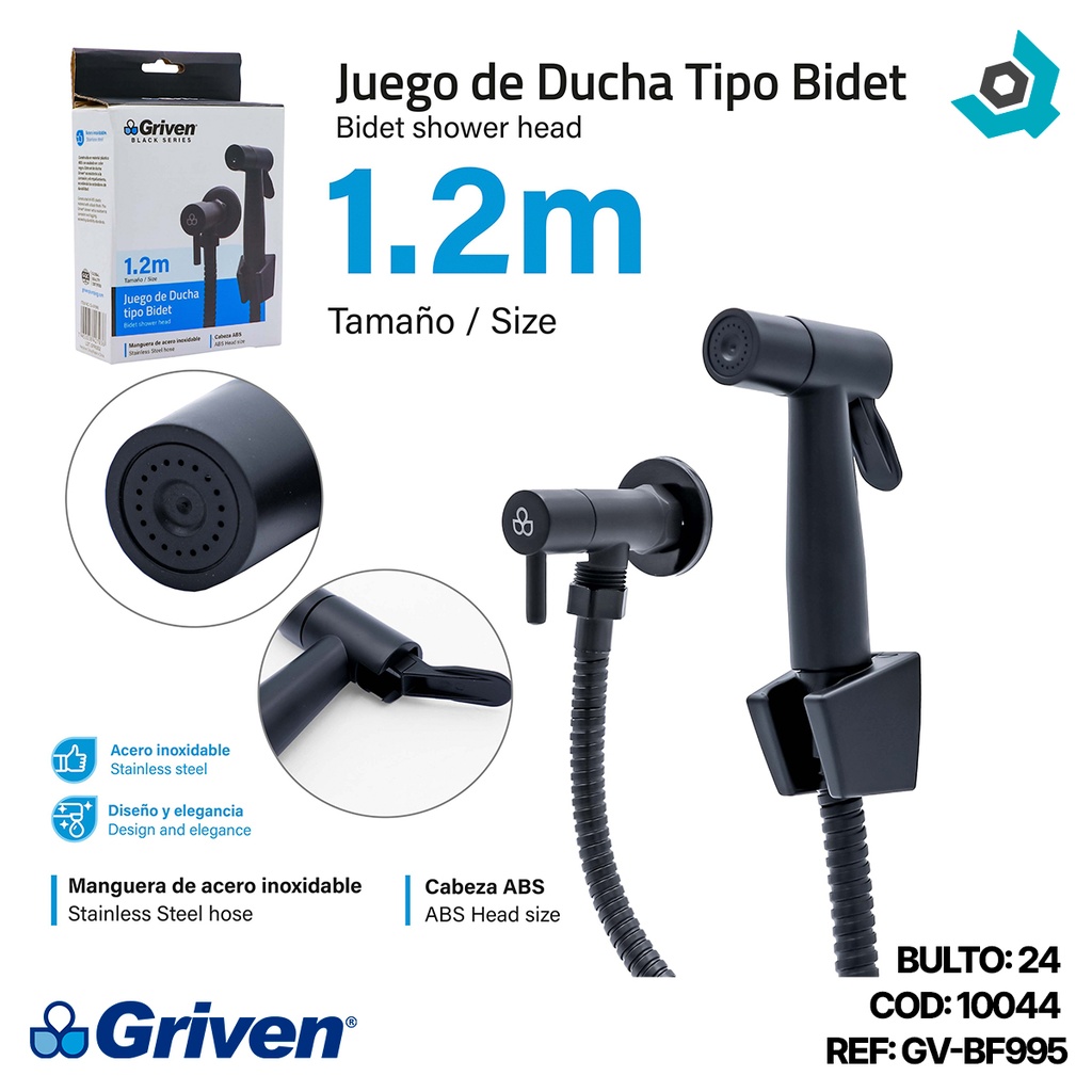 REGADERA PARA BANO TIPO BIDET GRIVEN BLACK