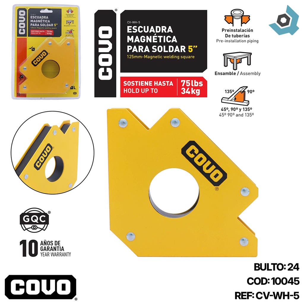 ESCUADRA MAGNETICA 5" MULTIUSO COVO
