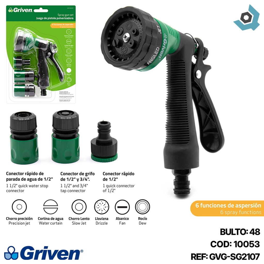 JUEGO DE PISTOLAS DE RIEGO 4 PIEZAS GRIVEN