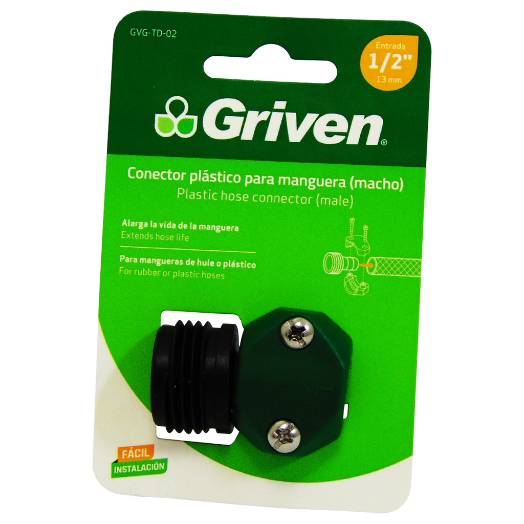 CONECTOR PARA MANGUERAS 1/2" MACHO GRIVEN