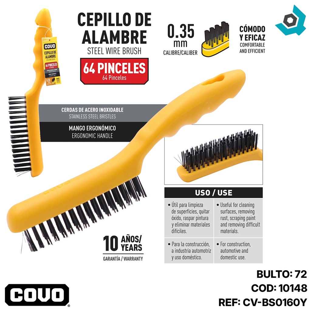 CEPILLO DE ALAMBRE 4 HILERAS COVO
