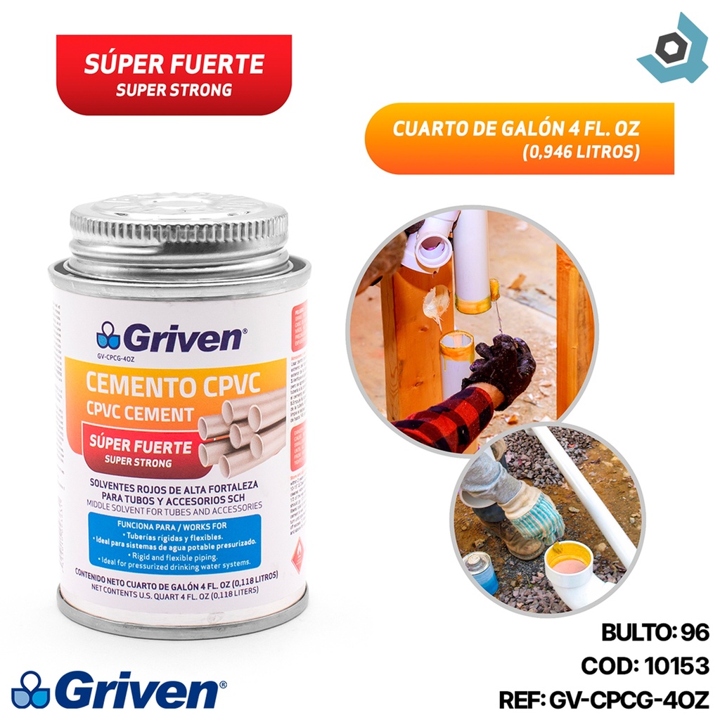 SOLDADURA CPVC PARA AGUA CALIENTE 4ONZ GRIVEN