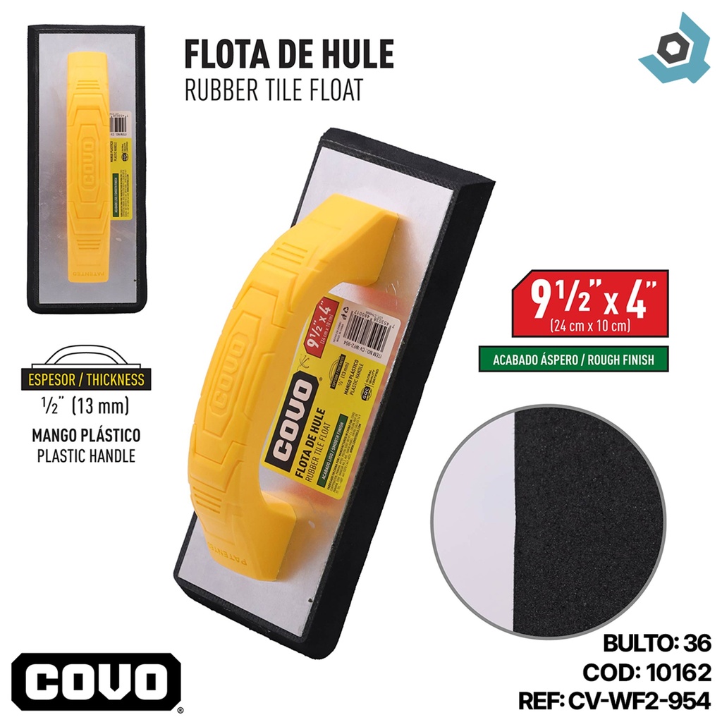 LLANA DE GOMA 9 1/2" X 4" LISO COVO