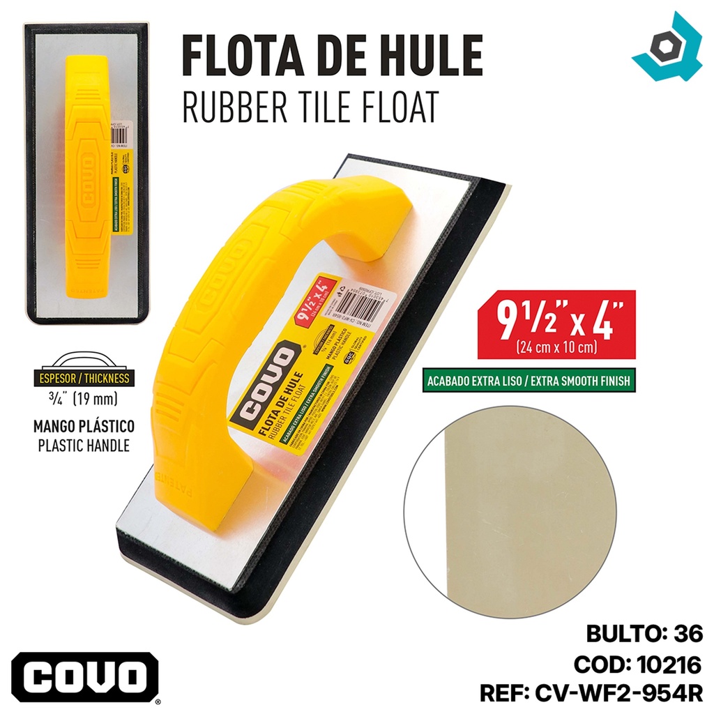 LLANA DE GOMA 9 1/2" X 4" EXTRA LISO COVO