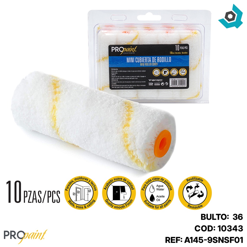 MINI FUNDA PARA RODILLO 10 PZAS PRO PAINT