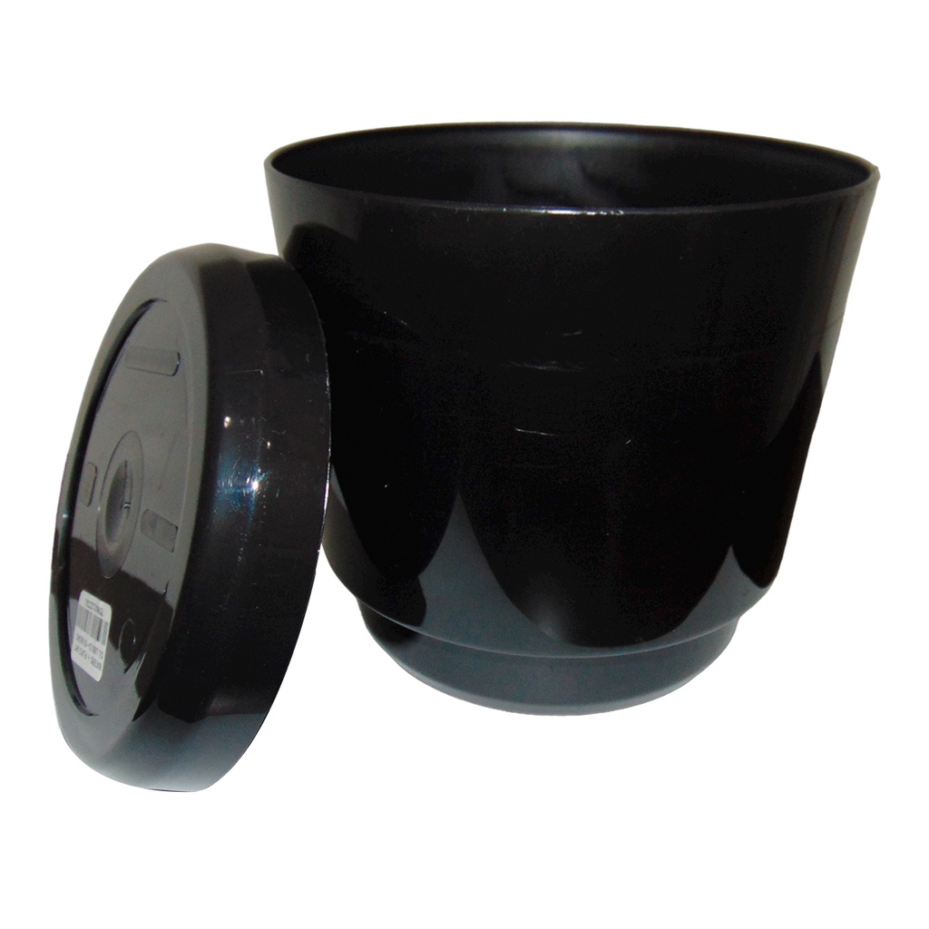 MATERO Y PLATO PP ART CIL LISO D-15 NEGRO