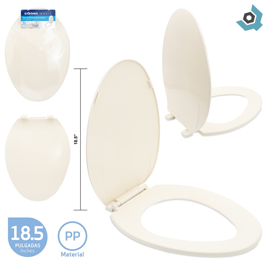 ASIENTO PARA INODORO 18.5" COLOR HUESO GRIVEN BASIC