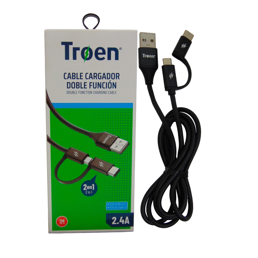 CABLE CARGADOR DOBLE FUNCION MICRO USB A TIPO C TROEN
