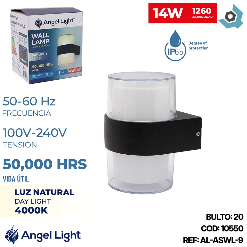 LAMPARA DE PARED 14W LUZ NATURAL ANGEL LIGHT