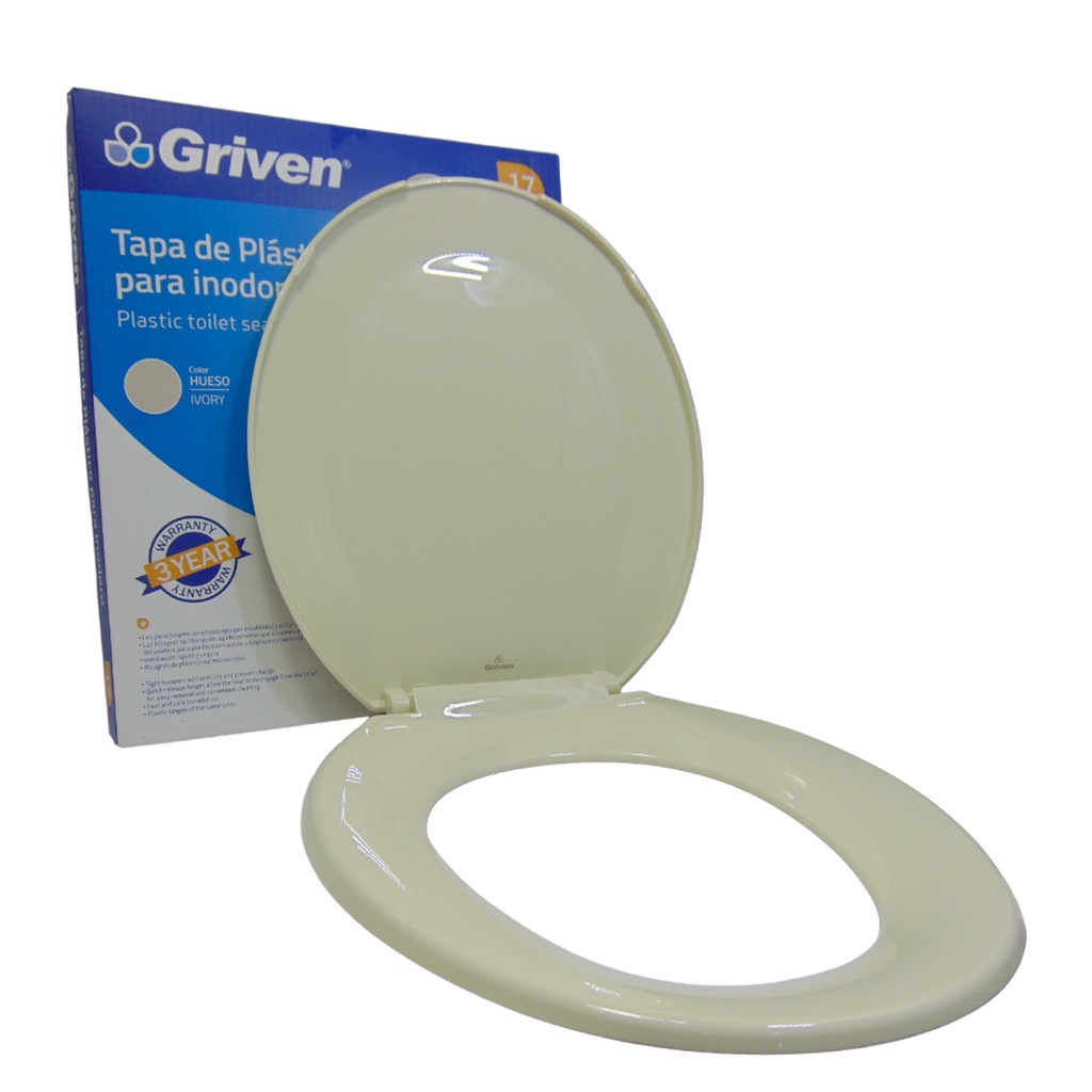 ASIENTO PARA INODORO 17" COLOR HUESO GRIVEN