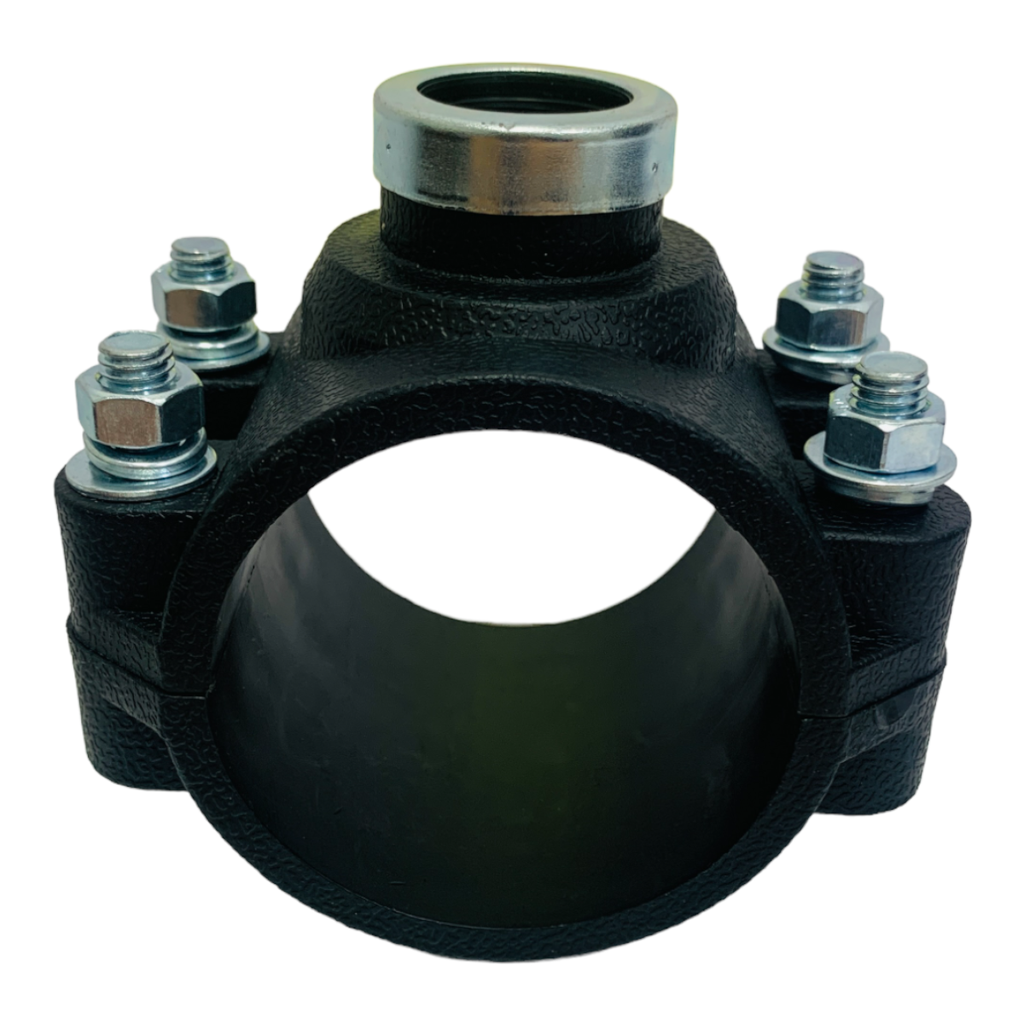 ABRAZADERA PARA RIEGO PP CON ROSCA 63MM X 1/2" TUBRICA