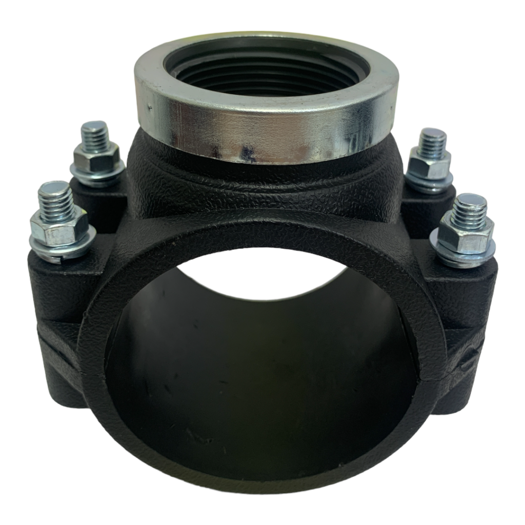 ABRAZADERA PARA RIEGO PP CON ROSCA 75MM X 1 1/2" TUBRICA