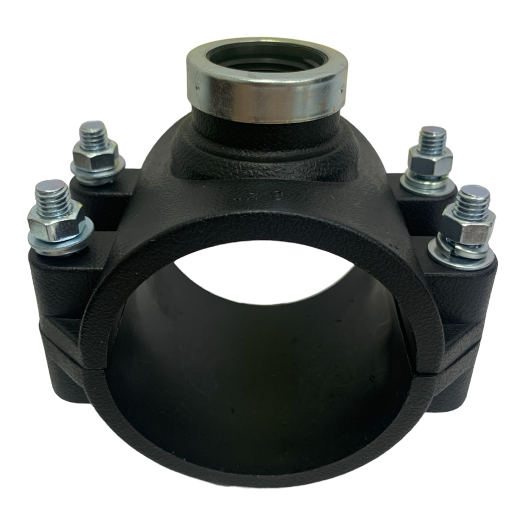 ABRAZADERA PARA RIEGO PP CON ROSCA 75MM X 3/4" TUBRICA