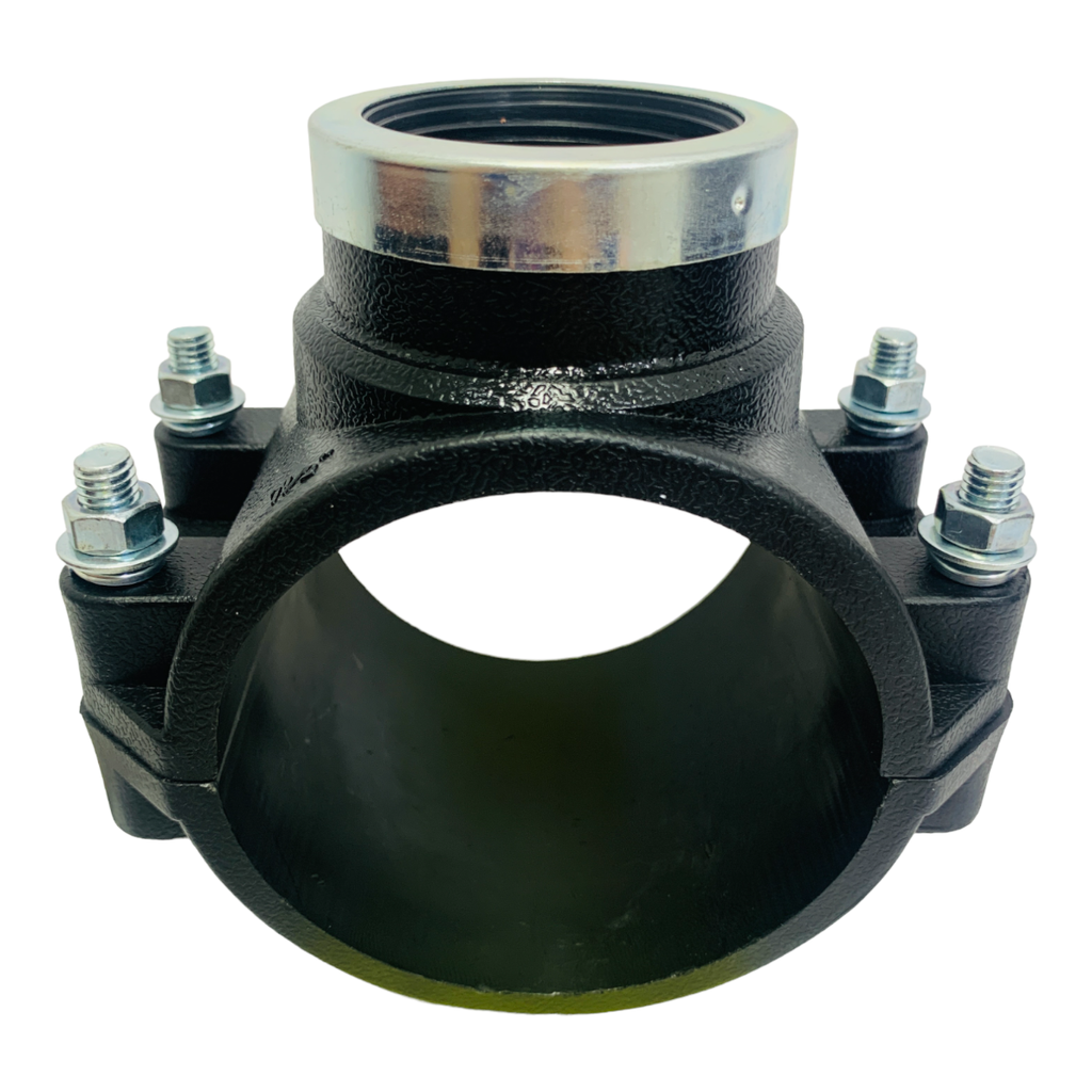 ABRAZADERA PARA RIEGO PP CON ROSCA 90MM X 1 1/2" TUBRICA