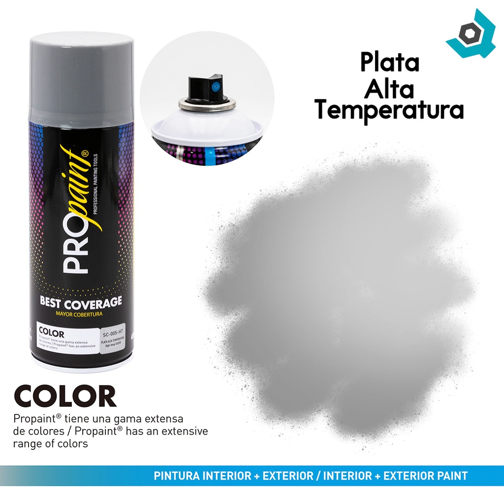 PINTURA EN SPRAY PLATA ALTA TEMPERATURA PRO PAINT
